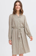 Feather Grey Silky Patterned Shirt Dress