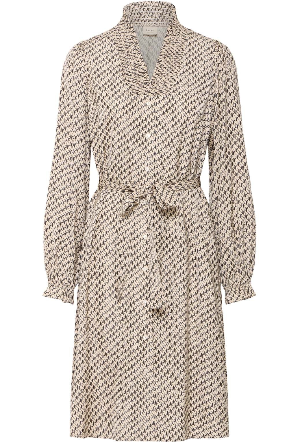 Feather Grey Silky Patterned Shirt Dress