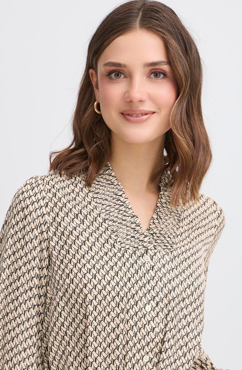 Feather Grey Silky Patterned Shirt Dress