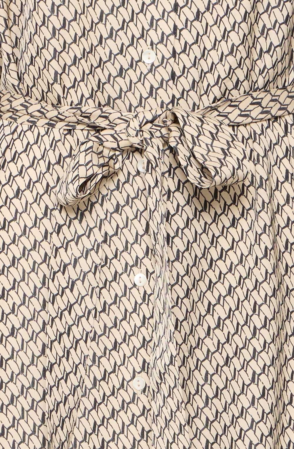 Feather Grey Silky Patterned Shirt Dress