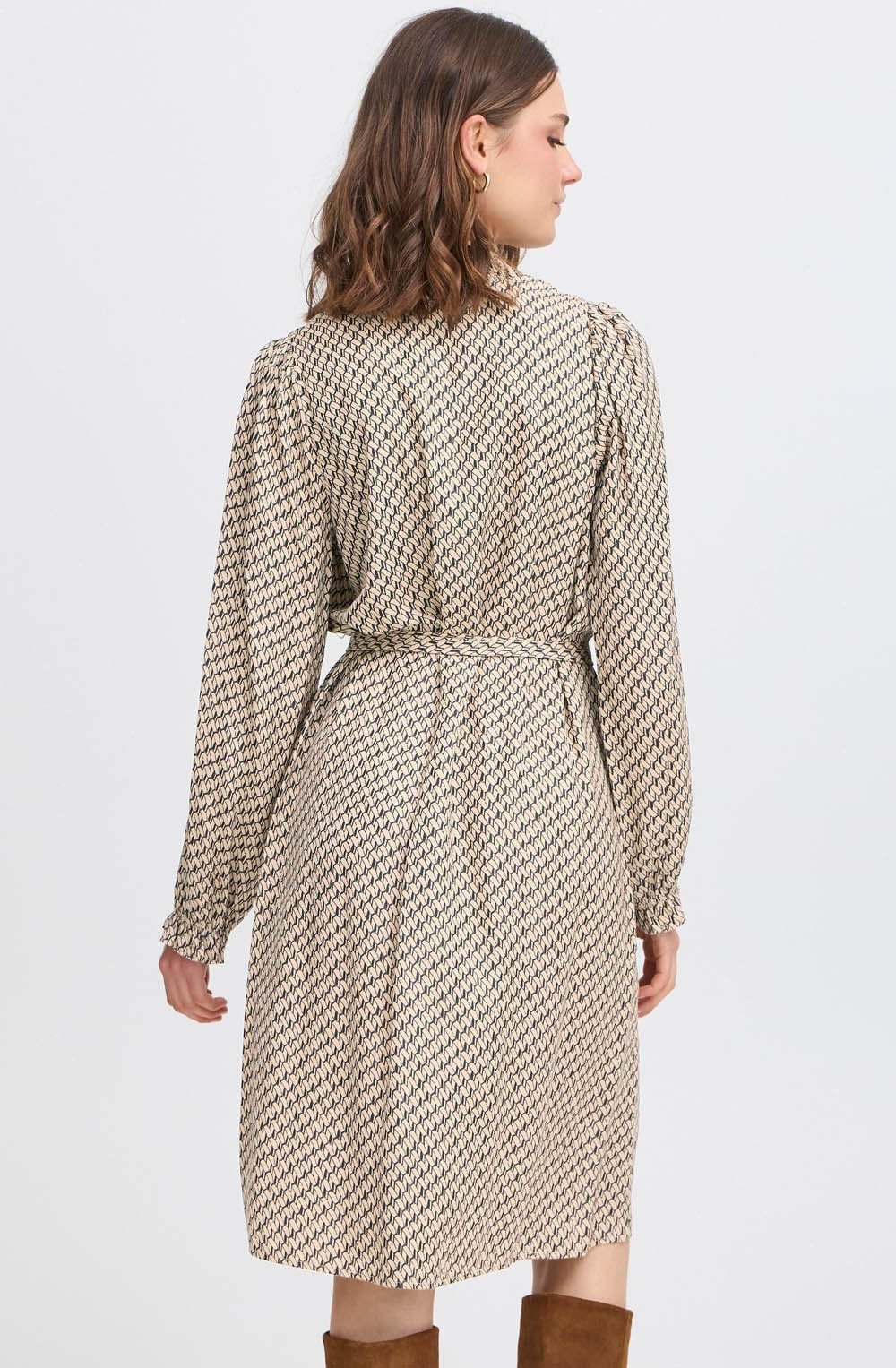 Feather Grey Silky Patterned Shirt Dress