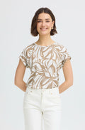 Floral Reverie Brown Silk Touch Jersey Top