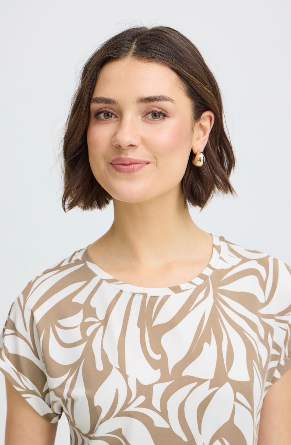 Floral Reverie Brown Silk Touch Jersey Top