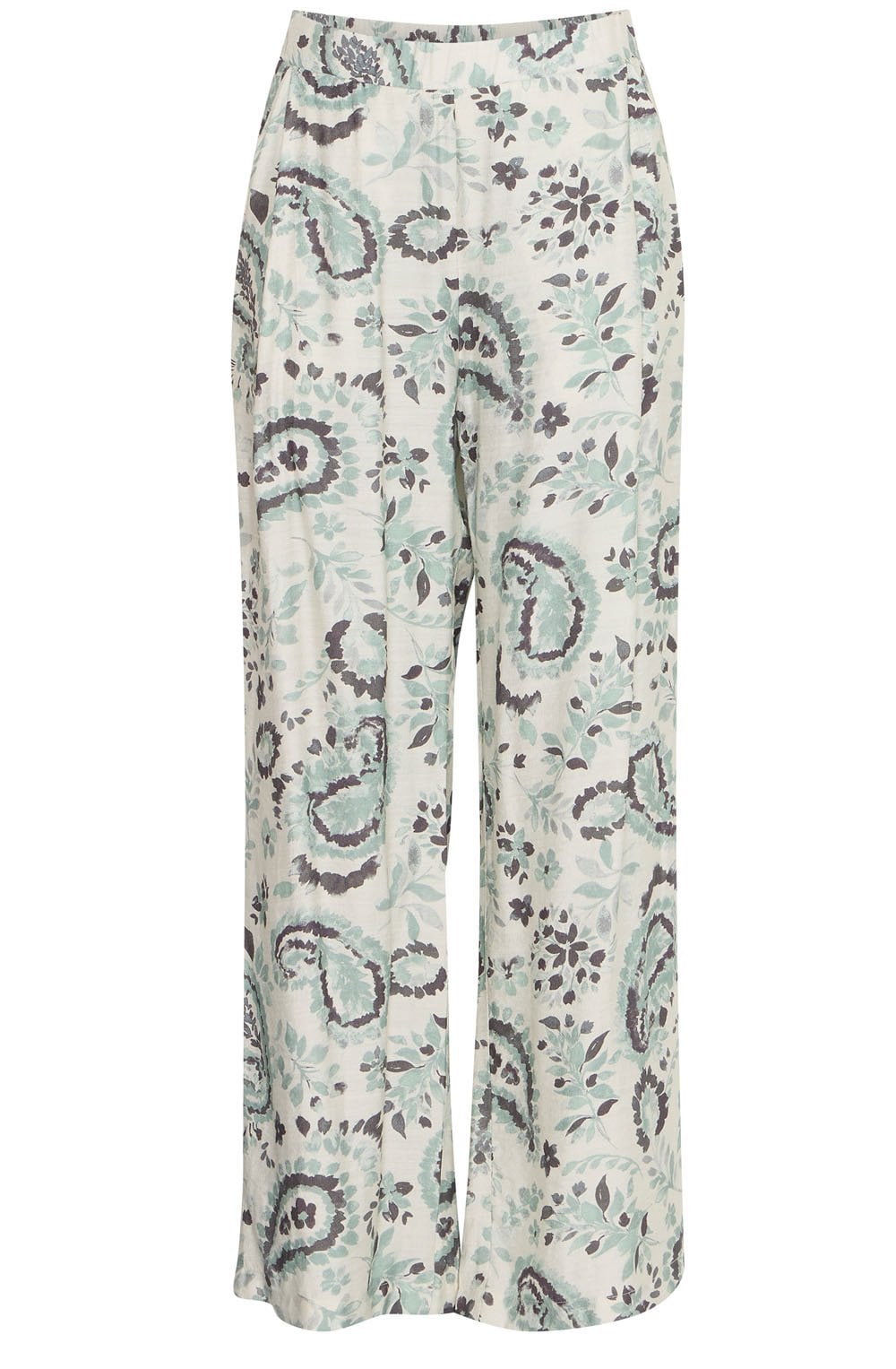 Frosty Green All Over Print Wide Leg Trousers