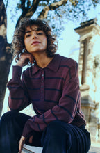 Fudge and Navy Stripe Collared Jumper