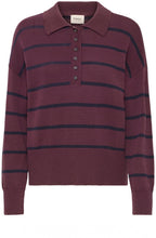 Fudge and Navy Stripe Collared Jumper