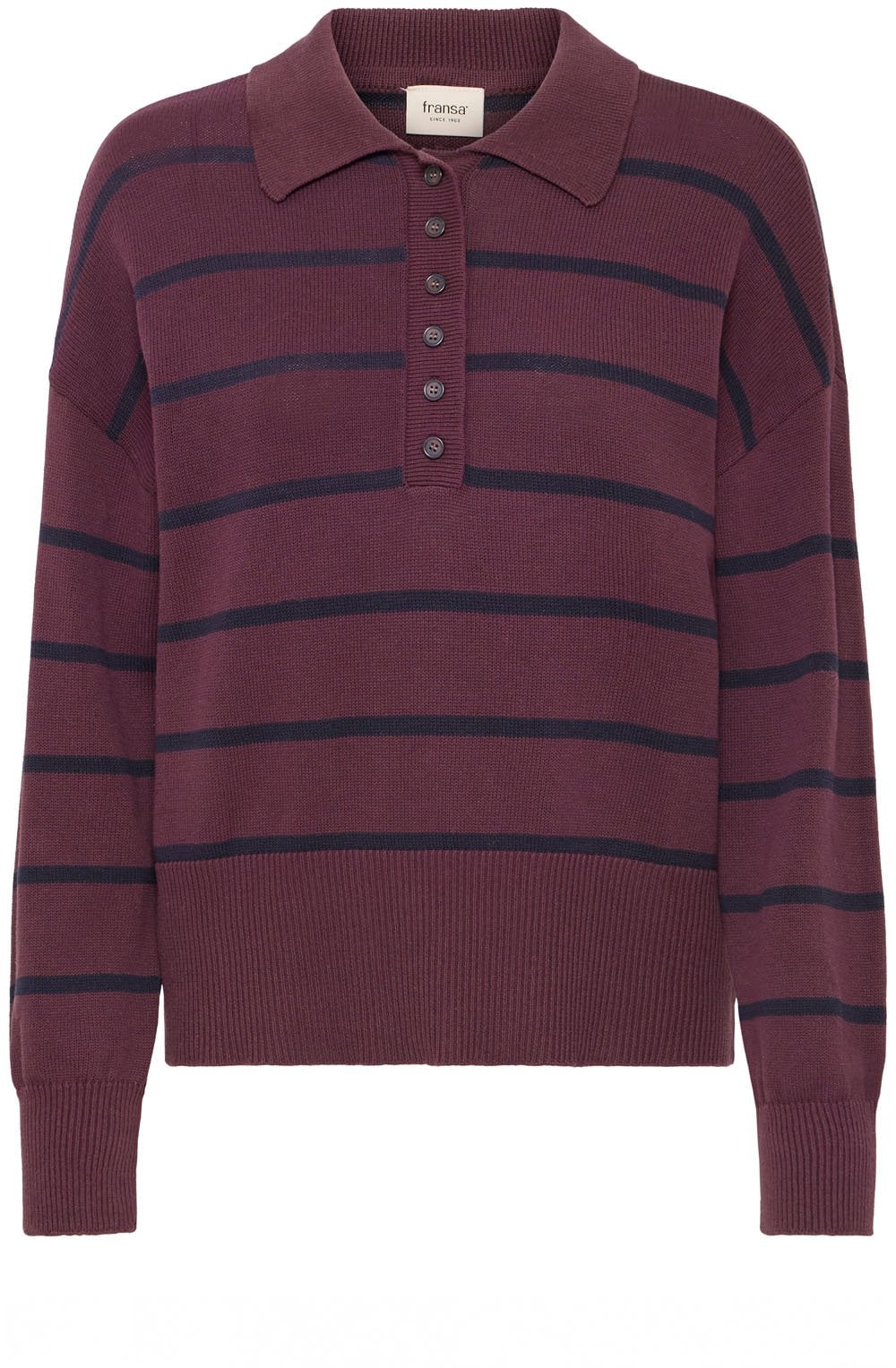 Fudge and Navy Stripe Collared Jumper