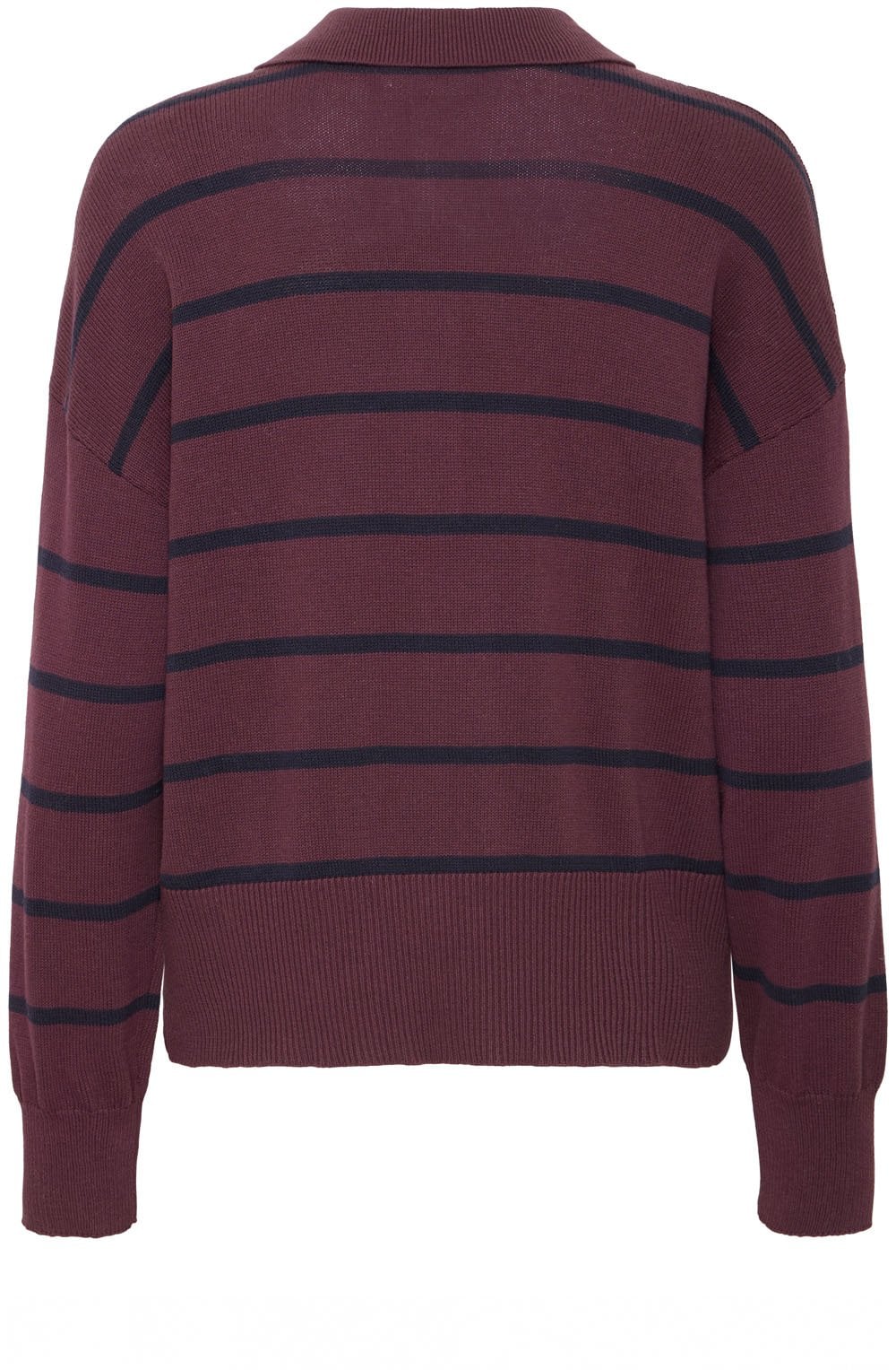 Fudge and Navy Stripe Collared Jumper