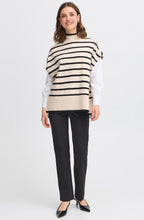 Limestone and Black Striped Cap Sleeve Jumper