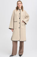 Limestone Melange and Black Piping Coat