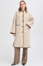 Limestone Melange and Black Piping Coat
