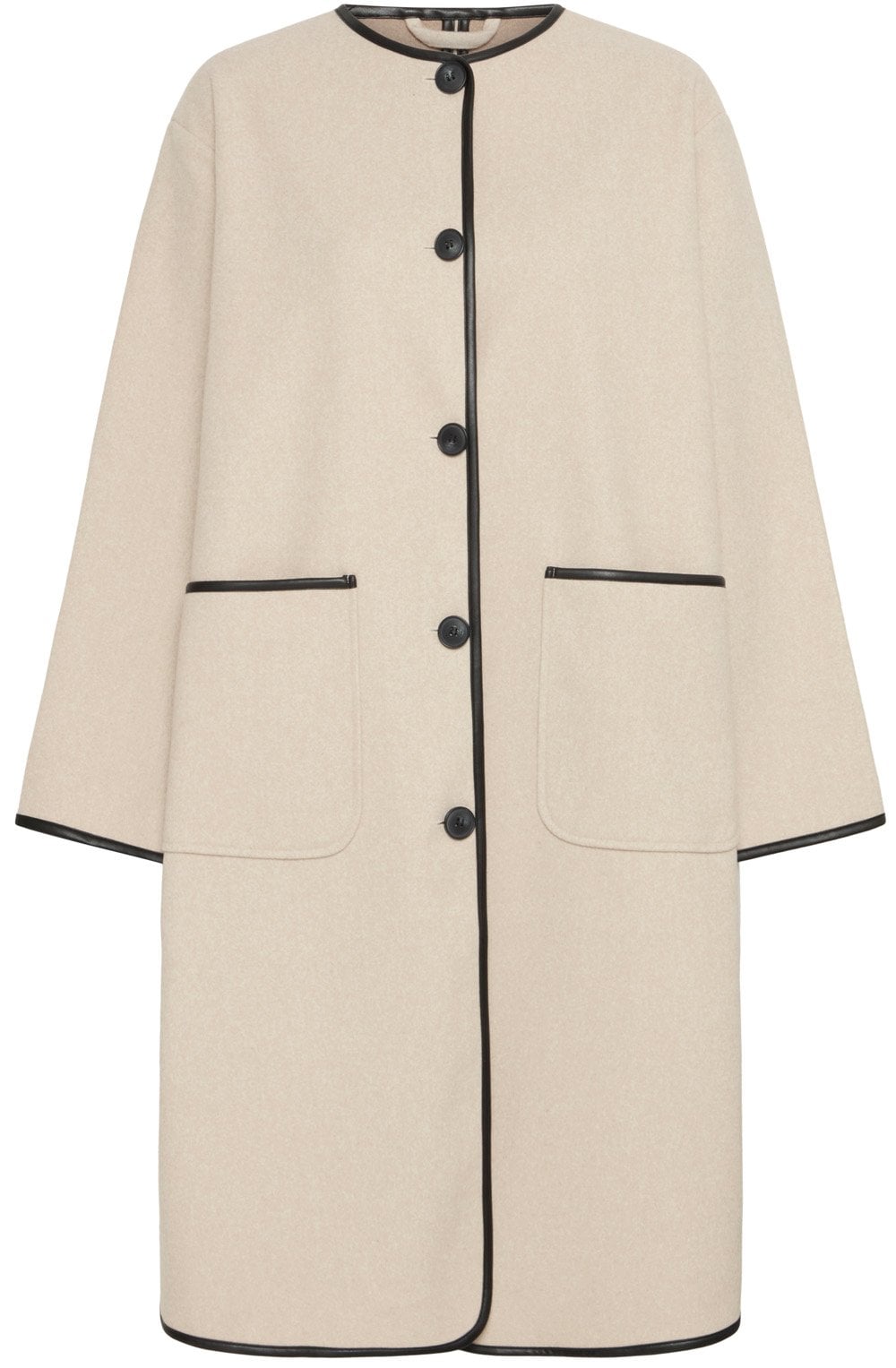 Limestone Melange and Black Piping Coat
