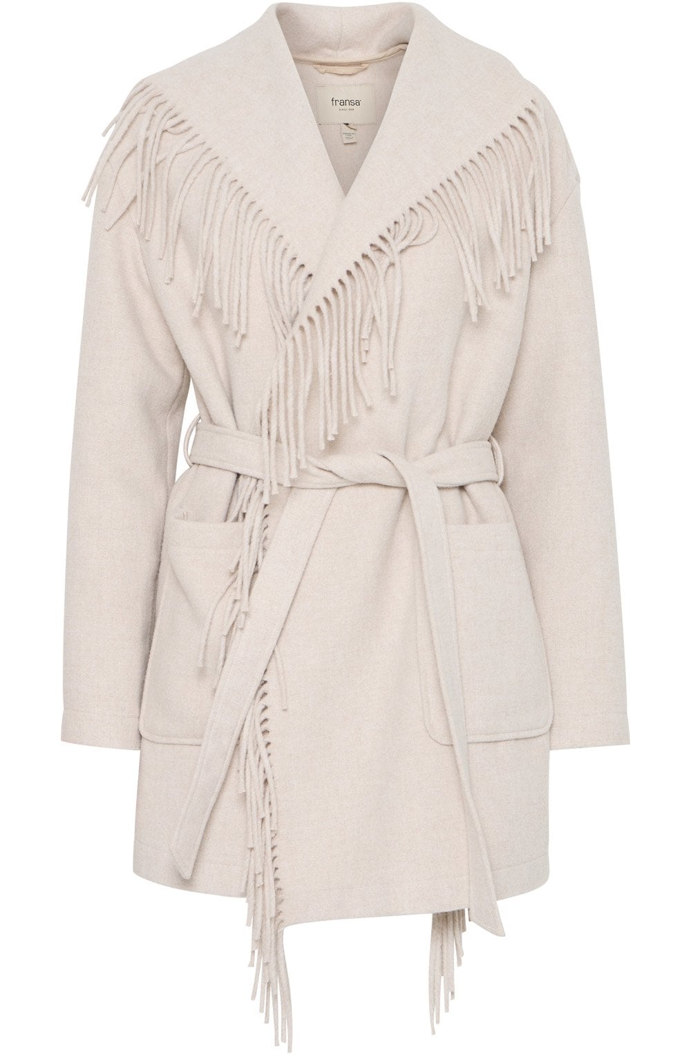 Limestone Tasselled Wrap Around Jacket