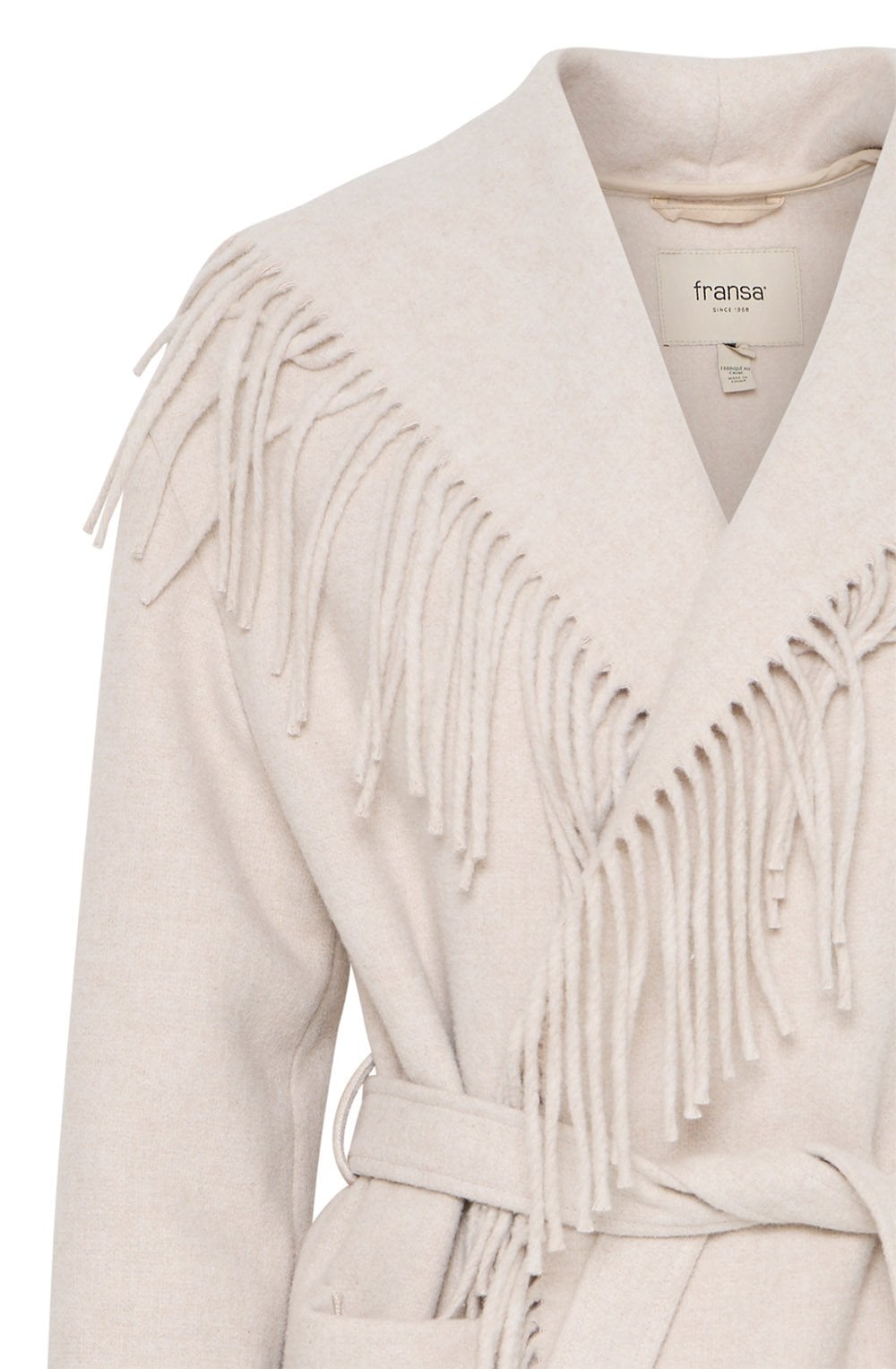 Limestone Tasselled Wrap Around Jacket