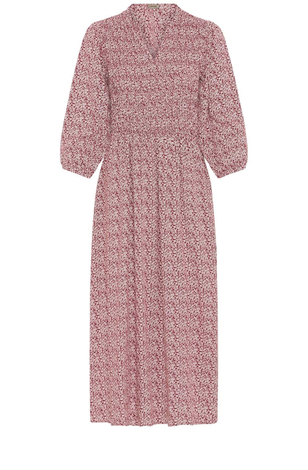 Maroon Tiny Petal Flowy Dress