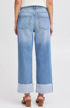 Mid Blue Denim Wide Leg Cropped Jeans
