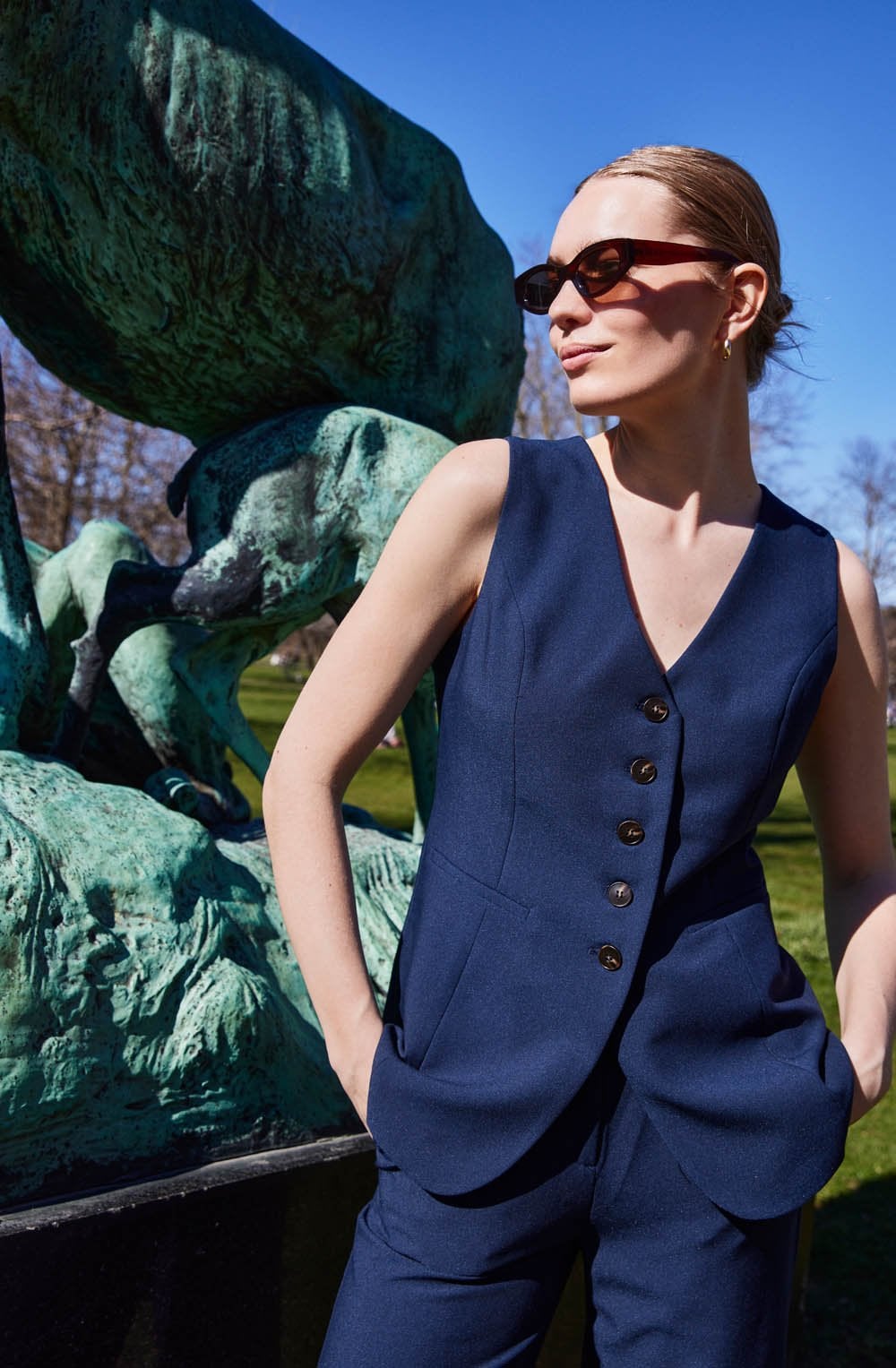 Navy Blazer Abigail Longline Waistcoat