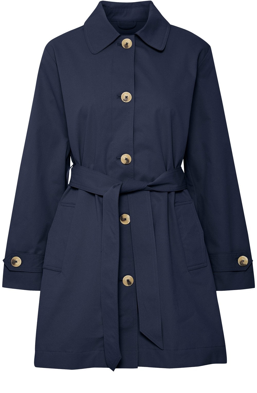Navy Blazer Belted Mac