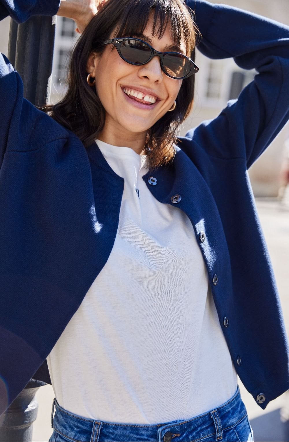 Navy Blazer Minimalist Cardigan