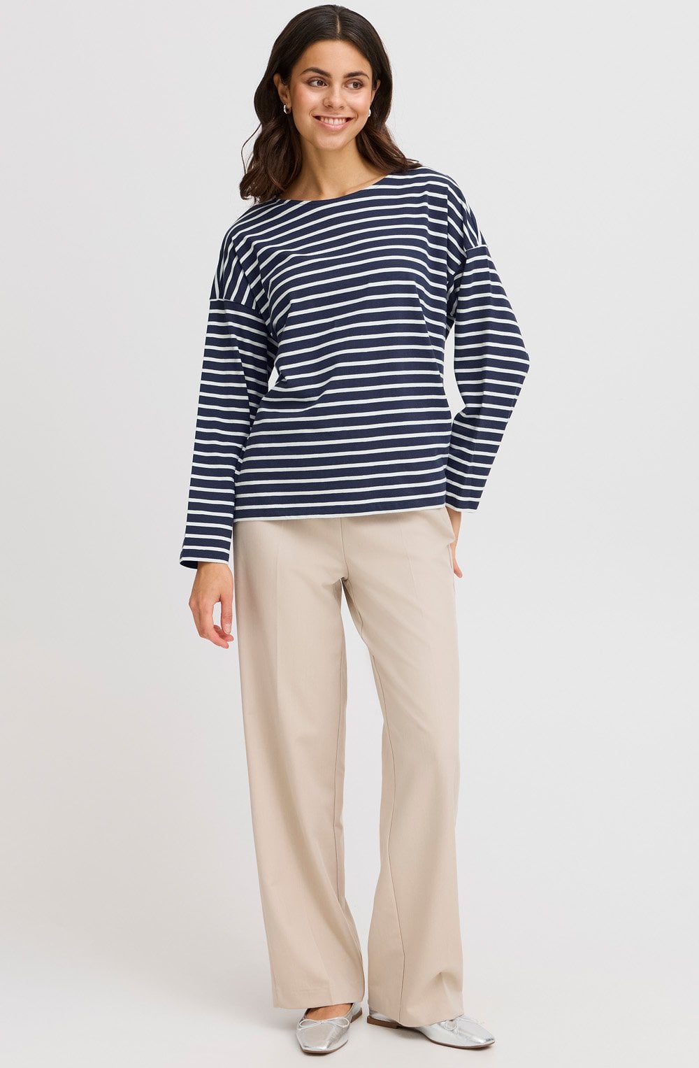 Navy Blazer Striped Top