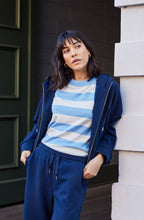Navy Blazer Textured Jersey Priya Hooded Top