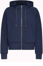 Navy Blazer Textured Jersey Priya Hooded Top