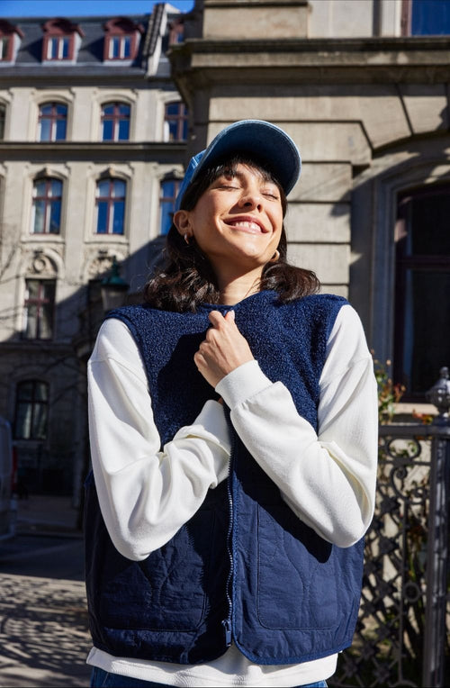 Navy Contrasting Teddy Waistcoat