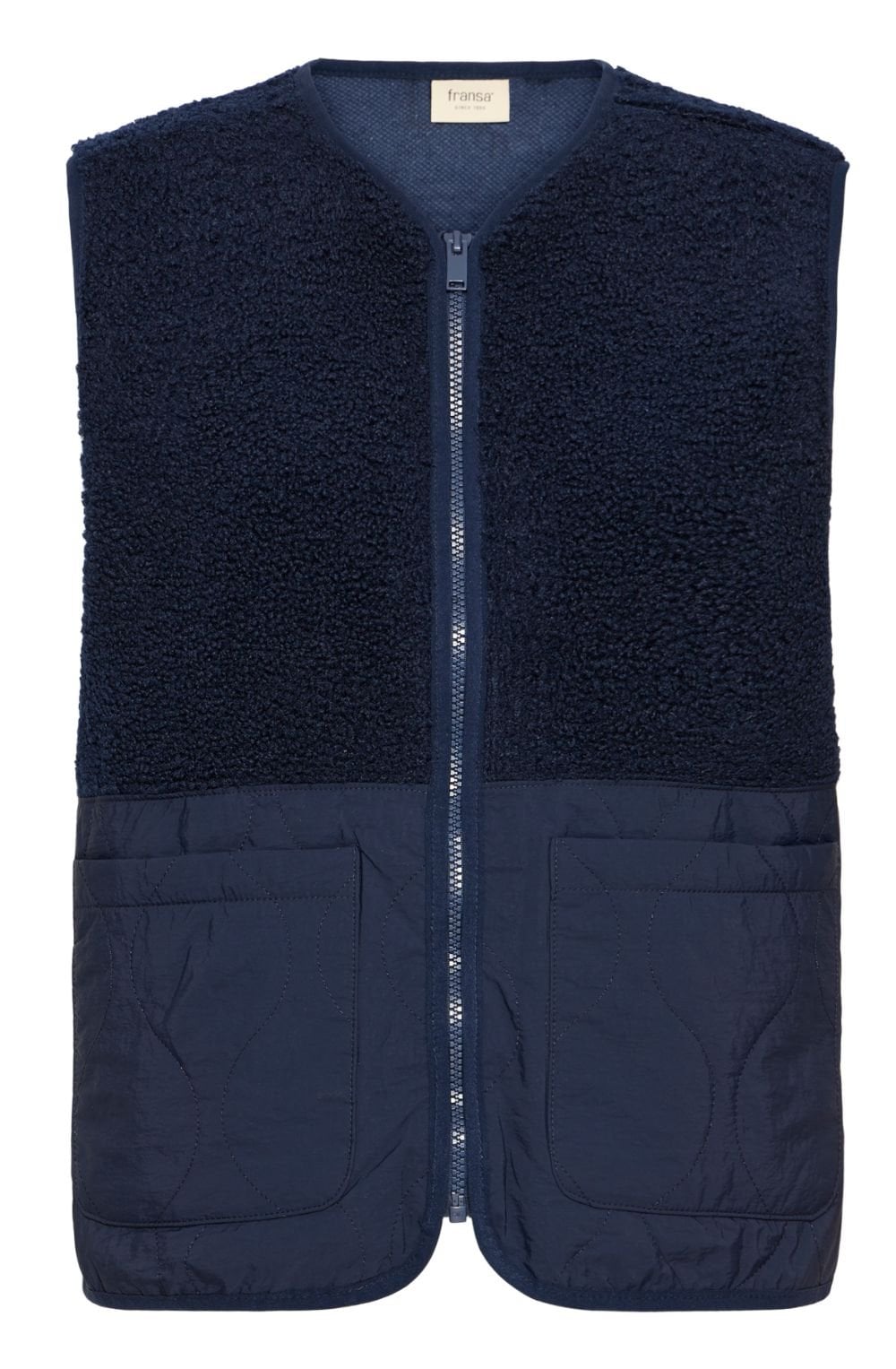Navy Contrasting Teddy Waistcoat