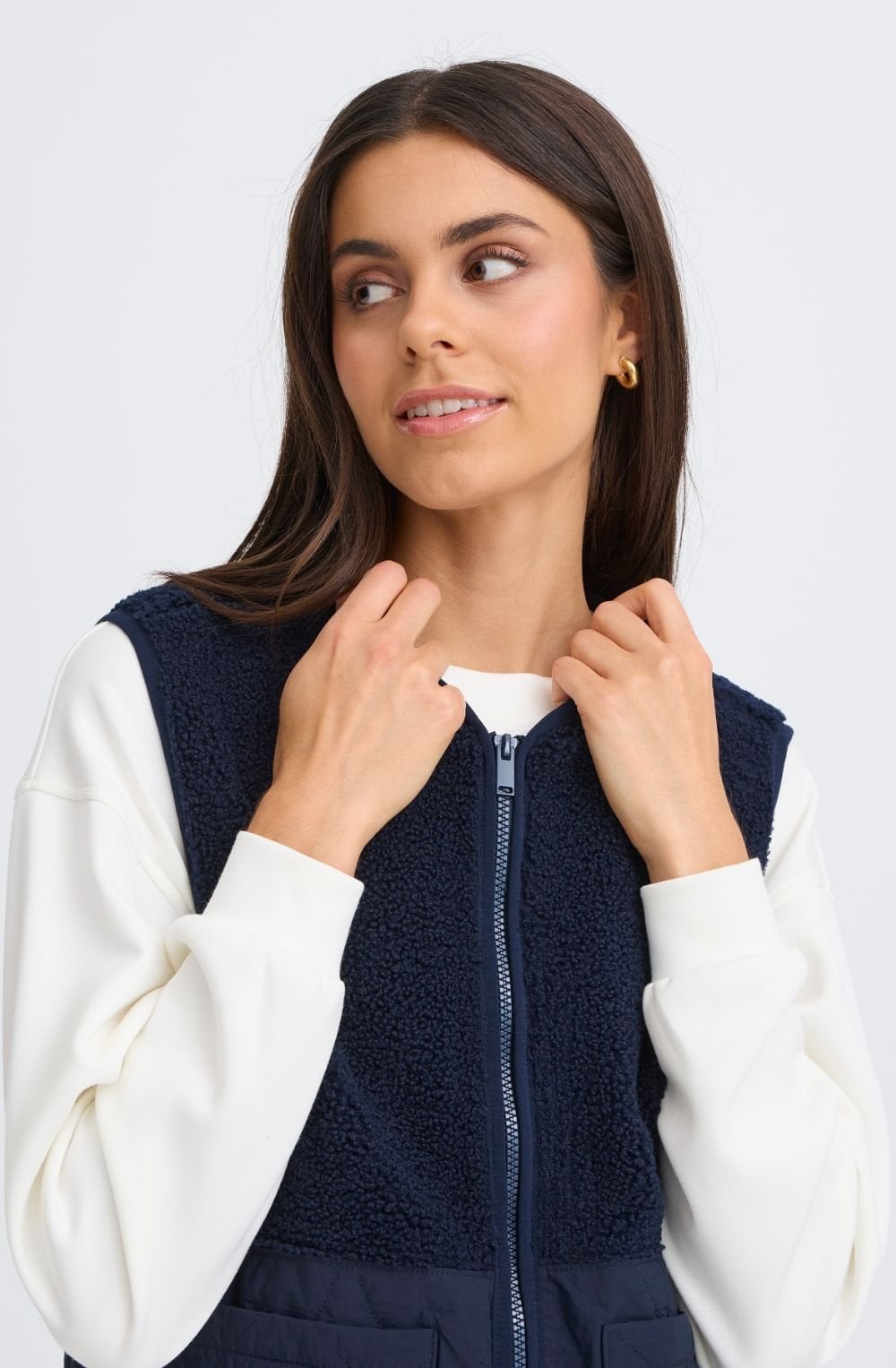 Navy Contrasting Teddy Waistcoat