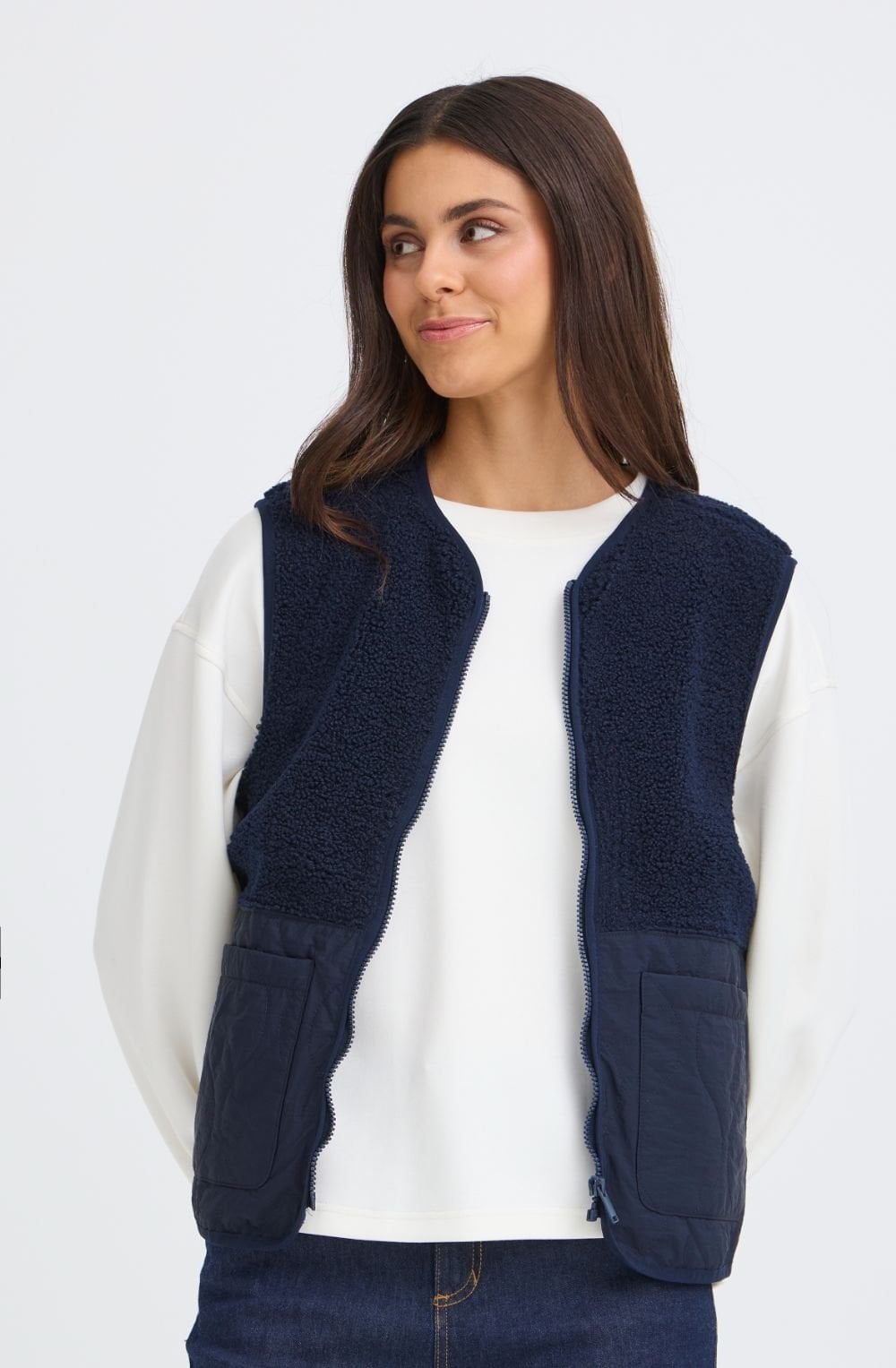Navy Contrasting Teddy Waistcoat