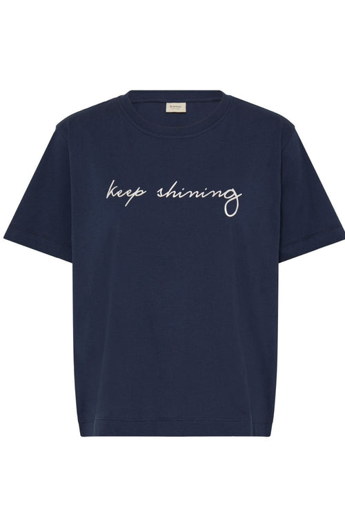 Navy Keep Shining Motif T Shirt