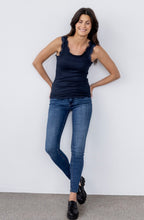 Navy Lace Trimmed Vest Top
