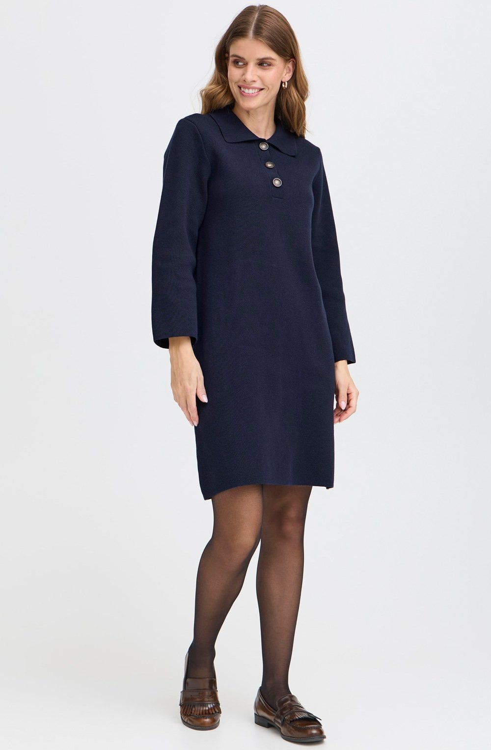 Night Sky Collared Knitted Dress