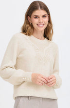 Oatmeal Lace Overlay Round Neck Jumper