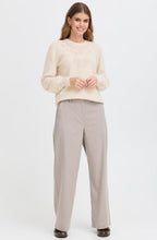 Oatmeal Lace Overlay Round Neck Jumper