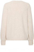 Oatmeal Lace Overlay Round Neck Jumper