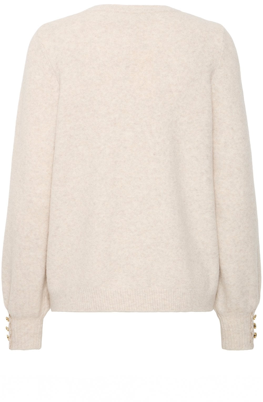 Oatmeal Lace Overlay Round Neck Jumper