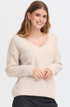 Oatmeal Lace Trim V Neck Jumper