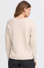 Oatmeal Lace Trim V Neck Jumper