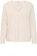 Oatmeal Lace Trim V Neck Jumper