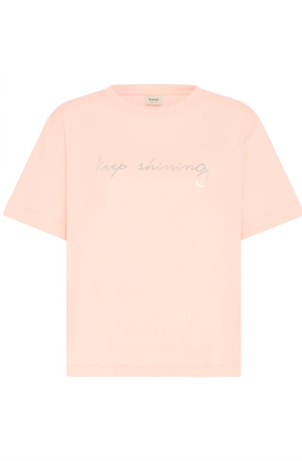 Pink Keep Shining Motif T Shirt