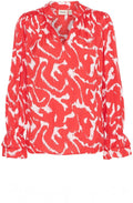 Poinsettia Abstract Print Silky Blouse