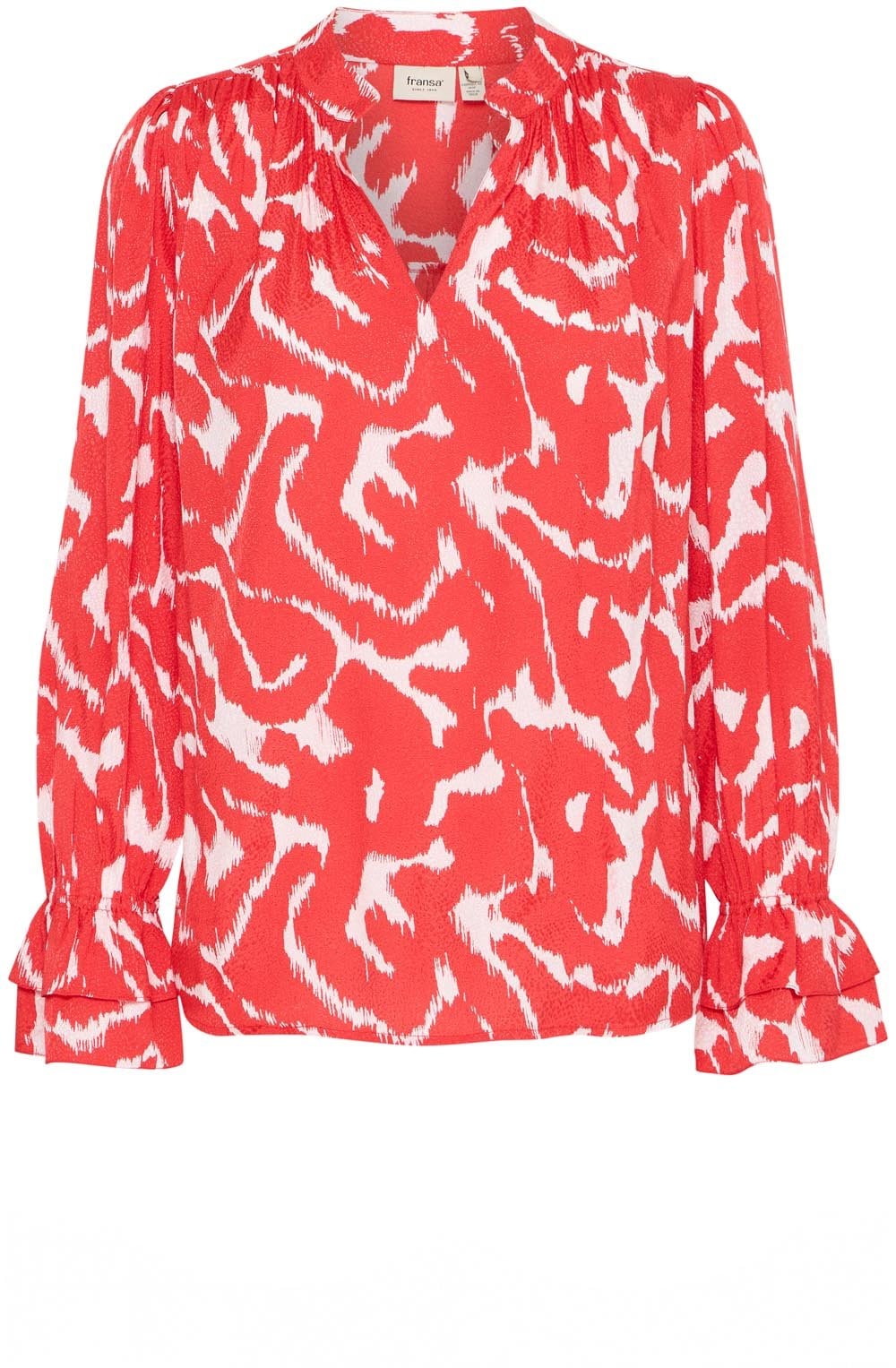 Poinsettia Abstract Print Silky Blouse