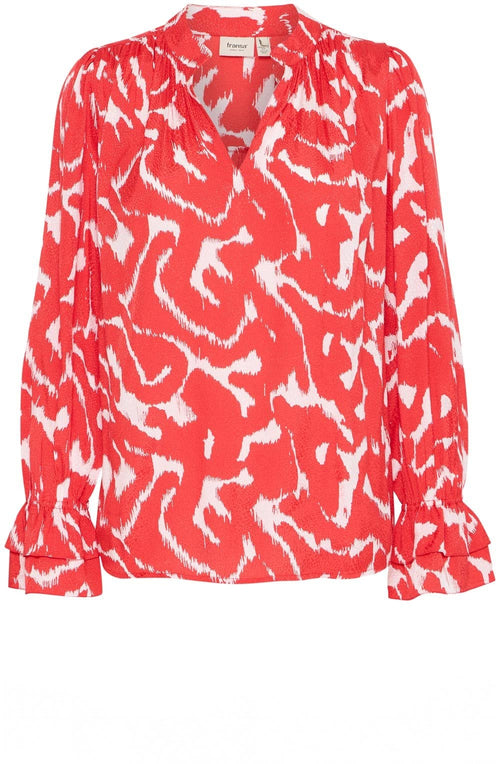 Poinsettia Abstract Print Silky Blouse