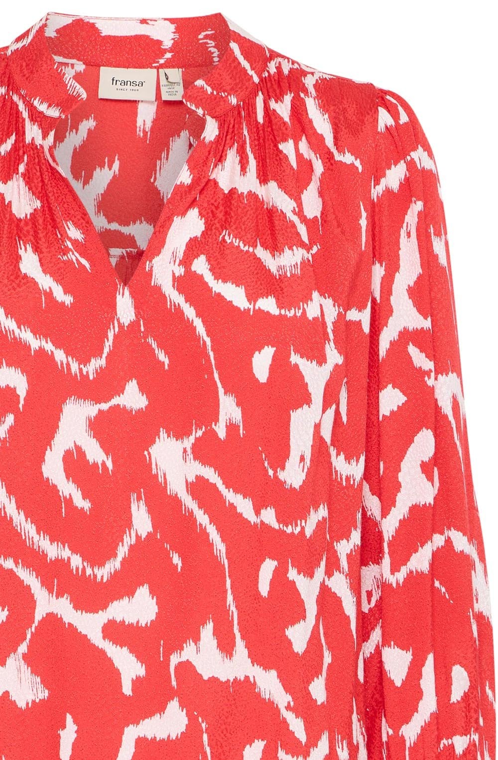 Poinsettia Abstract Print Silky Blouse