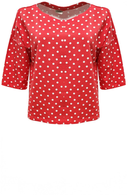Poinsettia Polka Dot Top