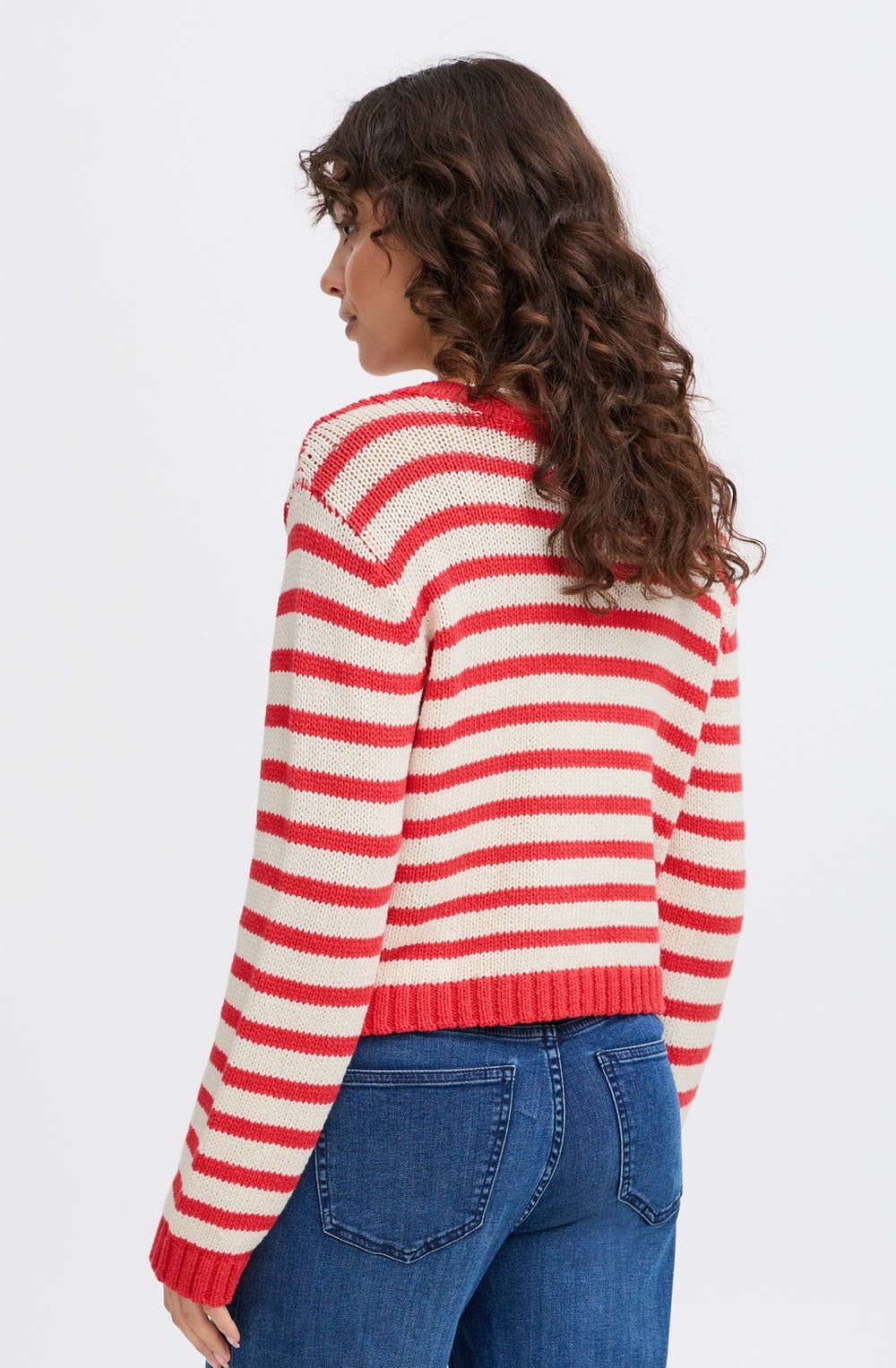 Poinsettia Relaxed Striped Cardigan