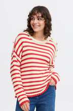 Poinsettia Relaxed Striped Pullover