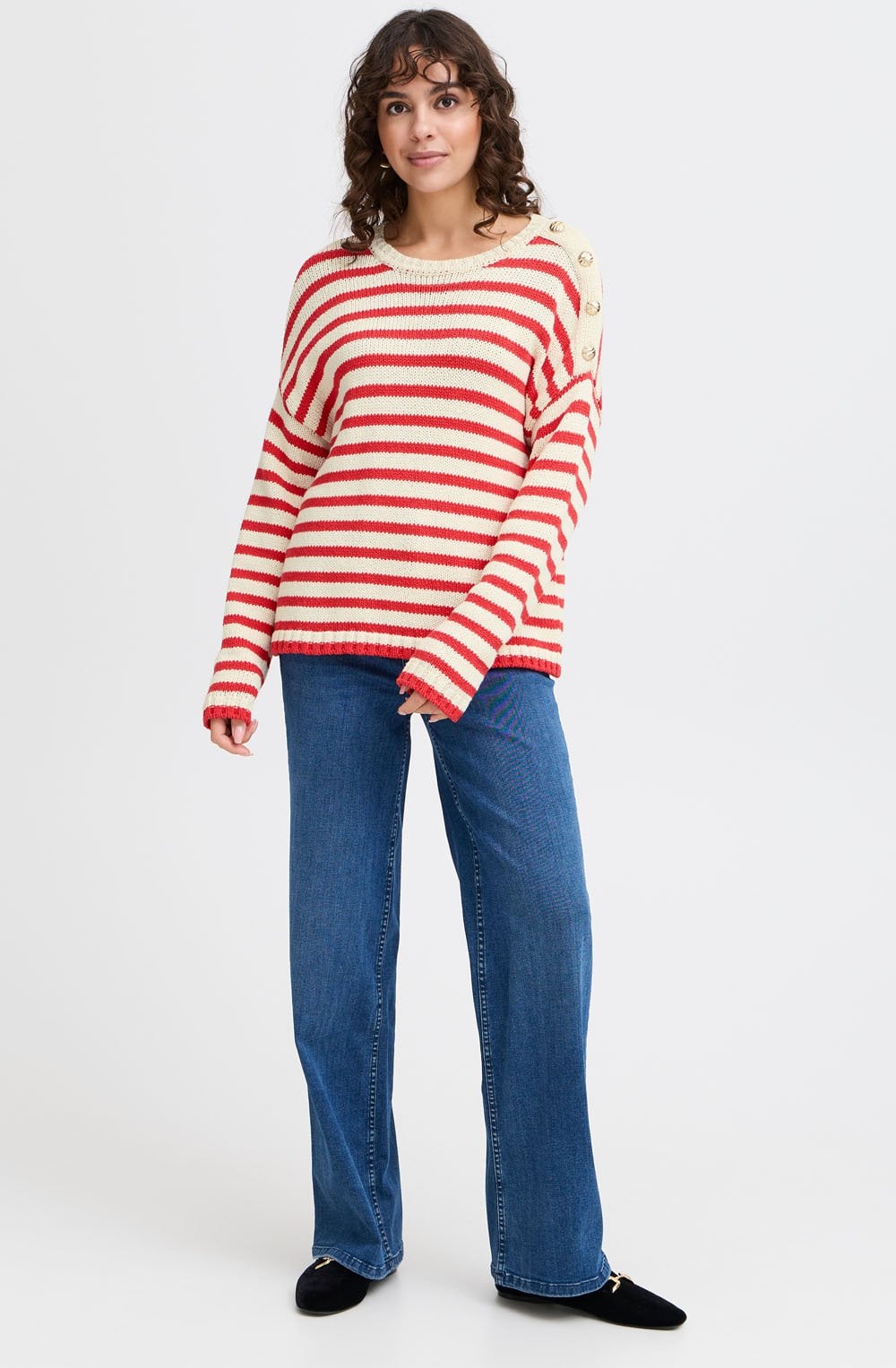 Poinsettia Relaxed Striped Pullover