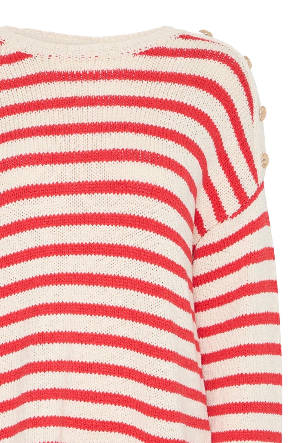 Poinsettia Relaxed Striped Pullover